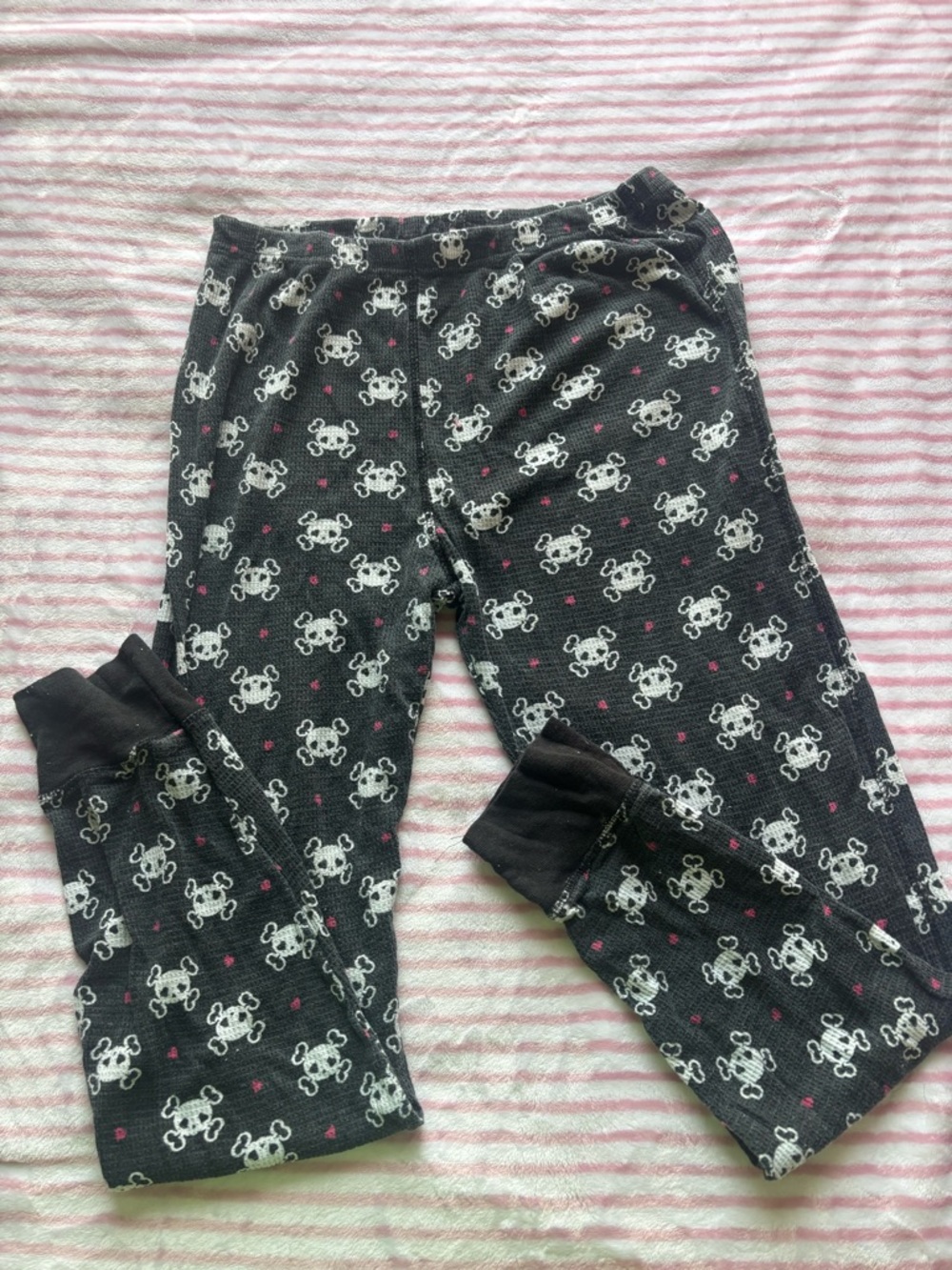 Girls Black Skull Thermal Leggings - Unbranded